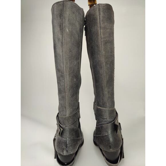 Vintage leather Y2K Fergie biker knee high Boots Sz 8 - Picture 5 of 9